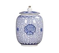 Recipiente para té Recipiente sellado de cerámica Jingdezhen, recipiente for té Puerh, tarro almacenamiento for, adornos grandes for el salón Almacenamiento de té(Grande)