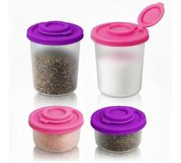 Recipiente portátil para especias con tapa hermética, para mini salero y pimentero para viajes, camping, picnic, tarro compacto para condimentos y caja de especias de cocina al aire libre, rosa