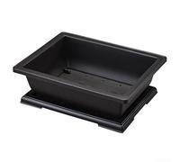 Recipiente rectangular de plástico con platillo para vivero de bonsái, cultivo de hierbas y entrante, caja de balcón con agujeros de drenaje para exteriores