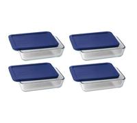 Recipiente rectangular Pyrex para 3 tazas con tapa de pl stico (4 unidades)