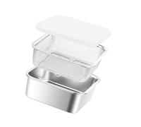 Recipiente resistente de acero inoxidable con función de drenaje para una solución eficiente de almacenamiento de alimentos de cocina, recipiente de preparación de alimentos para el hogar con filtro