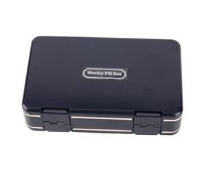 Recipiente semanal de contenedor fácil de abrir PP 24 Celdas Doble Capa de 7 días Vitaminas Organizador (Azul)