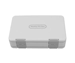 Recipiente semanal de contenedor fácil de abrir PP 24 Celdas Doble Capa de 7 días Vitaminas Organizador (Blanco)