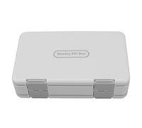 Recipiente semanal fácil de abrir, polipropileno sellado, 24 celdas, doble capa, 7 días, vitaminas (blanco)