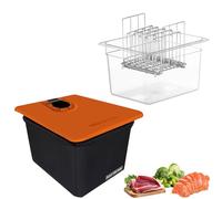 Recipiente Sous Vide 12L, Sous Vide Contenedor con Tapa Manguito Aislante y Estante, Contenedor transparente multifuncional (sin BPA) Adecuado para Pescado, Carne y Verduras