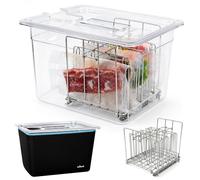 Recipiente Sous Vide de 12 cuartos con tapa, incluye estante y funda para Sous Vide, apto para máquinas Anova y la mayoría de cocinas Sous Vide, kit de accesorios Sousvide