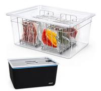 Recipiente Sous Vide de 26 cuartos con tapa, incluye estante y funda para Sous Vide, apto para máquinas Anova y la mayoría de cocinas Sous Vide, kit de accesorios Sousvide