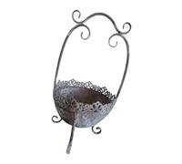 Recipiente tradicional de metal para plantas con asas, ideal para espacios pequeños y arreglos de escritorio, cesta de flores de mesa pequeña