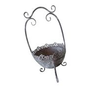 Recipiente tradicional de metal para plantas con asas, ideal para espacios pequeños y arreglos de escritorio, cesta de flores de mesa pequeña