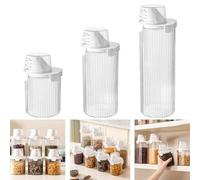 Recipiente transparente para almacenar cereales con taza medidora, diseño ergonómico para una fácil dispensación (pequeño+mediano+grande)