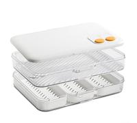 Recipientes apilables de 2 capas con cierres herméticos para almacenamiento de albóndigas, con diseño compartimentado para evitar que el sabor se mezcle y se pegue (A)