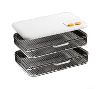 Recipientes apilables de 2 capas con cierres herméticos para almacenamiento de albóndigas, con diseño compartimentado para evitar que el sabor se mezcle y se pegue (B)