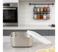 Recipientes apilables de acero inoxidable con tapas de silicona para una organización eficiente y mantenimiento de alimentos frescos (400 ml)