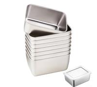 Recipientes de acero inoxidable para almacenamiento de alimentos, paquete de 10 unidades, cajas de metal herméticas para congelar la cocina, preparación de comidas, aptos para lavavajillas, plata, 13