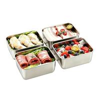 Recipientes de acero inoxidable para almacenar alimentos | Cuadrados 4 Piezas Herméticos Aptos Para Lavavajillas Con Tapa,Recipientes metálicos de comida,Para , escuela, pícnic, camping y preparar com