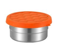 Recipientes de acero inoxidable para aperitivos, contenedor de lonchera con tapa de silicona resistente a fugas para sobras del hogar, picnic, aperitivos, sándwiches, frutas (redondo, 380 ml)