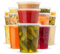 Recipientes de almacenamiento de alimentos con tapas, paquete de 15 unidades, 3 tamaños, 8, 16 y 32 onzas, recipientes de plástico con tapas, paquete variado, recipientes de sopa para preparar comidas