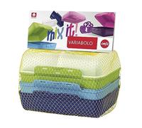 Recipientes de almacenamiento de alimentos Emsa 517053 Variabolo de 4 piezas para niños, 16 x 11 x 4 cm, se pueden abrir por ambos lados y se pueden apilar juntos para ahorrar espacio, azul/verde