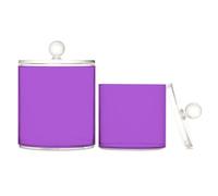 Recipientes de almacenamiento de plástico transparente con tapa para artículos esenciales de baño, contenedor de almacenamiento decorativo para púas de hilo dental, clips de papel, paquete de 2
