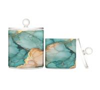Recipientes de almacenamiento de plástico transparente con tapa para despensa, esenciales, tarro de almacenamiento decorativo para hisopos de algodón, paquete de 2 unidades
