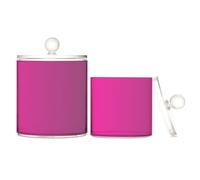 Recipientes de almacenamiento de plástico transparente degradado rojo rosa con tapa para despensa Essentials contenedor de almacenamiento decorativo para hisopos de algodón, paquete de 2 unidades