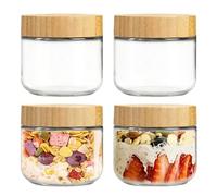 Recipientes De Vidrio Para Almacenamiento De Preparación De Comidas - Juego De Botes Con Tapa Hermética De Cuatro Piezas Frascos De Alimentos Reutilizables De Apertura Ancha Diseño Portátil Resistente