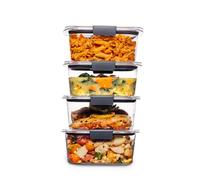 Recipientes herm ticos Rubbermaid Brilliance sin BPA con tapa (juego de 4, 4.7 tazas), ideales para preparar almuerzos y guardar sobras.
