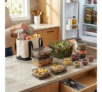 Recipientes para Alimentos con Tapa - Tupper Plástico PP Sin BPA, Varios Tamaños para Meal Prep, Aptos para Microondas, Congelador y Lavavajillas - Juego de Fiambreras Apilables - Set de 25 con tapa