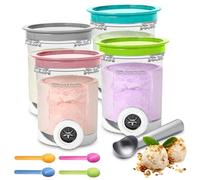 Recipientes para Ninja Creamy Deluxe, HOVCEH 4 Piezas Recipiente de Helado para NC700 NC701EU, 500ml Accesorios para Máquina de Helados con Tapas, Scoop, Apto para Lavavajillas （4 Colori）