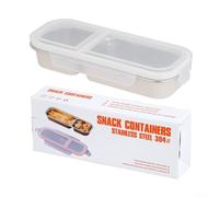 Recipientes portátiles de acero inoxidable con 2 y 3 compartimentos con tapas resistentes a fugas, adecuados para almacenamiento organizado de alimentos (2 compartimentos blancos)