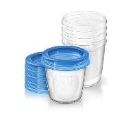 Recipientes reutilizables Avent para almacenar leche materna, 5 x 180 ml.