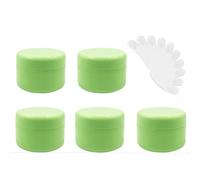 Recipientes vacíos de plástico de 100 g, botella de loción cosmética, crema y maquillaje, con mini espátulas (5 unidades, verde)
