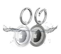 RECKNEY SIlicone,Fundas impermeables para Airtag de 2 colores, compatibles con Apple Airtag Holder llavero, paquete de 2, fundas para Apple Airtag,Soporte para llavero IP68 Airtag,Negro, transparente
