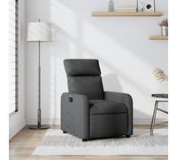Reclinado manual 135° Tela acogedora Asiento mullido Reposabrazos Gris | Sillón reclinable de tela gris oscuro con reposapiés manual, asiento cómodo y bolsillo lateral para sala de estar dormitorio,
