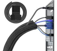 Recoge Cables 3m Φ12-20mm, Cubre Cables Organizador Cables Funda Cables para Computadora PC Automotriz, Esconder Cables Proteja al Perro Gato de los Cables de masticación.