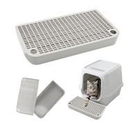 Recogedor de arena para gatos - Rampa de plástico para bandeja de arena con función de filtro, bandeja extraíble con alfombrilla antideslizante para gatitos pequeños y mascotas mayores (gris claro)
