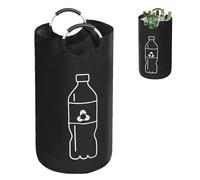 Recogedor de Botellas de Depósito,Almacenaje de Botellas Plegable con Asas,Cesto de Almacenaje Oxford Duradero,Almacenaje de Botellas de Depósito de Residuos de Vidrio en Negro
