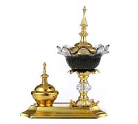 Recogedor de Cenizas Juego de Quemador Incienso Dorado, Metal árabe Lux y Tarro Especias, Cono for Yoga, aromaterapia SPA, decoración Oficina hogar Decorativo(Negro)