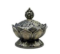 Recogedor de Cenizas Quemador de Incienso Flor Loto, Soporte Buda Budista, Mini incensario sándalo latón, artesanía Metal, decoración del hogar Decorativo(Bronze)