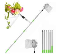 Recogedor de cerezas, recogedor de frutas con mango telescópico, recogedor de ciruelas con bolsa de algodón, recogedor de manzanas, recogedor de frutas para cerezas, recogedor de frutas de acero