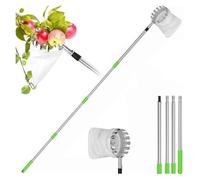 Recogedor de cerezas, recogedor de frutas con mango telescópico, recogedor de ciruelas con bolsa de algodón, recogedor de manzanas, recogedor de frutas para cerezas, recogedor de frutas de acero