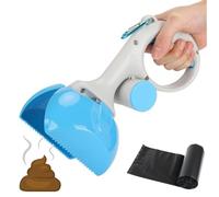 Recogedor de Excrementos para Perros. Recoge Cacas de Mascotas, ABS No Tóxico, Ligero y Duradero, con Gancho y Dispensador de Bolsas, Portátil (1 Rollo de Bolsas Incluido)