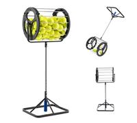 Recogedor de pelotas de tenis, cesta de recogida 2 en 1 con capacidad de 80 pelotas, tolva automática de pelotas con altura ajustable, embudo con asa, para escuela, gimnasio, club