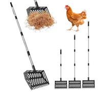 Recogedor Excrementos Pollo - Metal mango largo tamizador de,Herramienta de rastrillo y recogedor para gallinero,Para cabras, conejos, perros, ponis, hámsteres, patos, patio trasero, granja, establo,