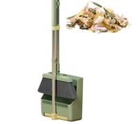 Recogedor vertical plegable - Juego de escoba y recogedor para exteriores | Escoba vertical y recogedor, escoba giratoria de 180 grados con ganchos para escoba, juego de escoba con mango ajustable par