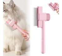 Recognizeknow Cat Brush, Self Cleaning Pet Flea Comb Grooming Brush, Upgrade Dog and Cat Hair Removal with Release Button and Long & Short Stainless Steel Metal Teeth (Pink)