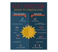 Recognizing Heat Stroke Heat Exhaustion Symptoms First Aid Poster for Home Clinic Bedroom Decor Gift(Framed,08x12inch(20x30cm))