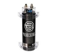 RECOIL R1D Condensador de 1.0 Faradio para Amplificador de Coche - Voltímetro Digital Azul, Almacenamiento de Energía para Sistemas de hasta 1000W
