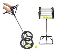 Recolector automático de pelotas de tenis con rodillos duraderos y asa, solución de almacenamiento portátil para sesiones de entrenamiento y práctica