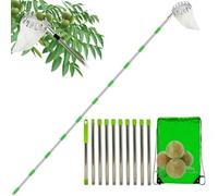 Recolector de frutas con mango telescópico de 2 a 4 metros y bolsa de algodón, herramienta de de largo alcance para recoger manzanas, peras, cerezas de ramas altas para uso en jardín, trabajo